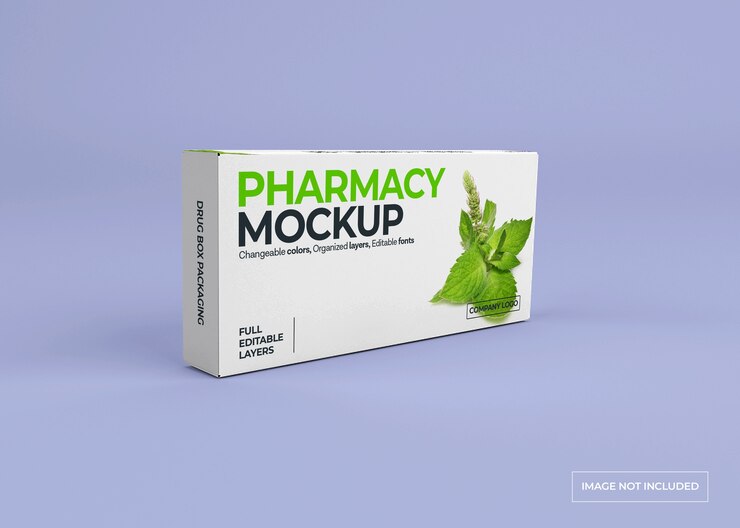 Marca da caixa de medicação e maquete de embalagem
