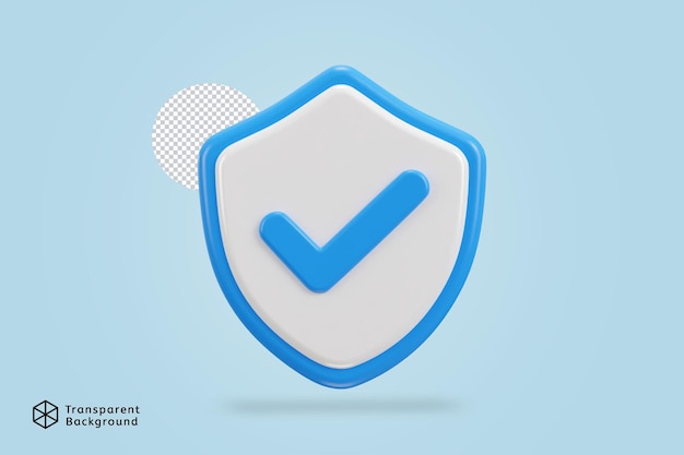 marca de seleção com escudo de proteção ícone verificado 3d