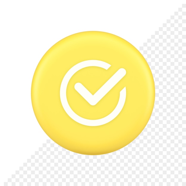 PSD marca de seleção no círculo concluído botão aprovado ok aceitação voto positivo insira o ícone do aplicativo 3d