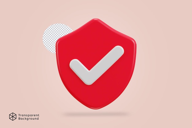 Marca direita com escudo de proteção ícone verificado 3D