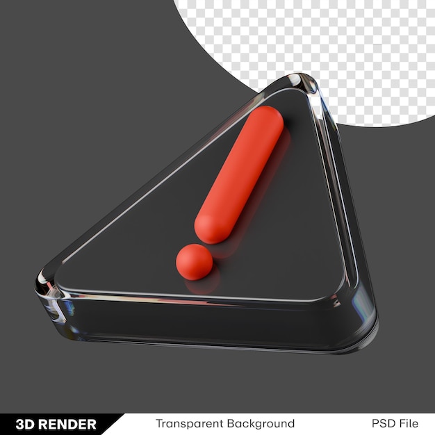 Marca de exclamación de vidrio en negro y rojo imagen transparente 3D png
