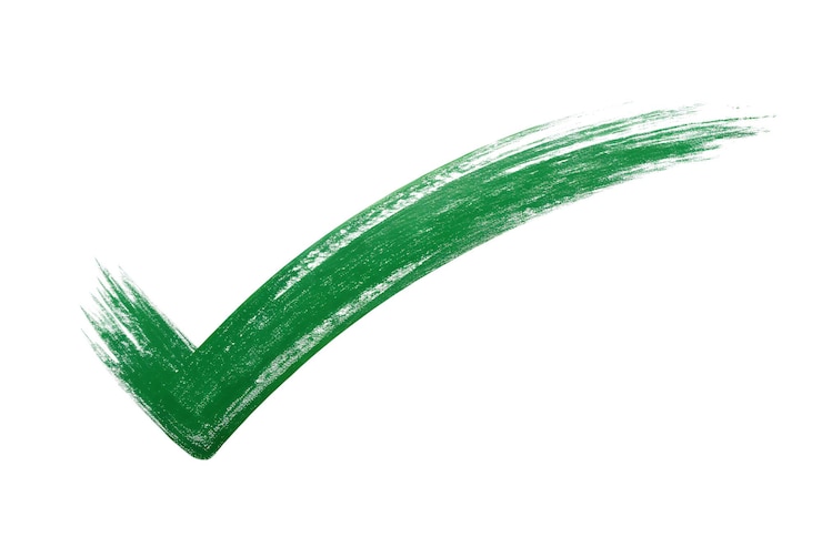 PSD marca verde marca derecha marca pintada con pincel que simboliza el éxito de la aprobación positiva correcta