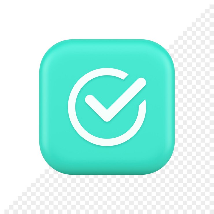 PSD marca de verificación en el círculo hecho botón aprobado ok aceptación voto positivo ingresar icono realista 3d
