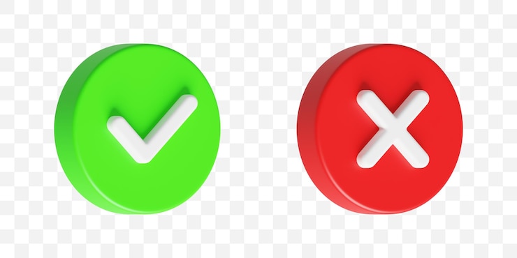 PSD marca de verificación y cruz 3d