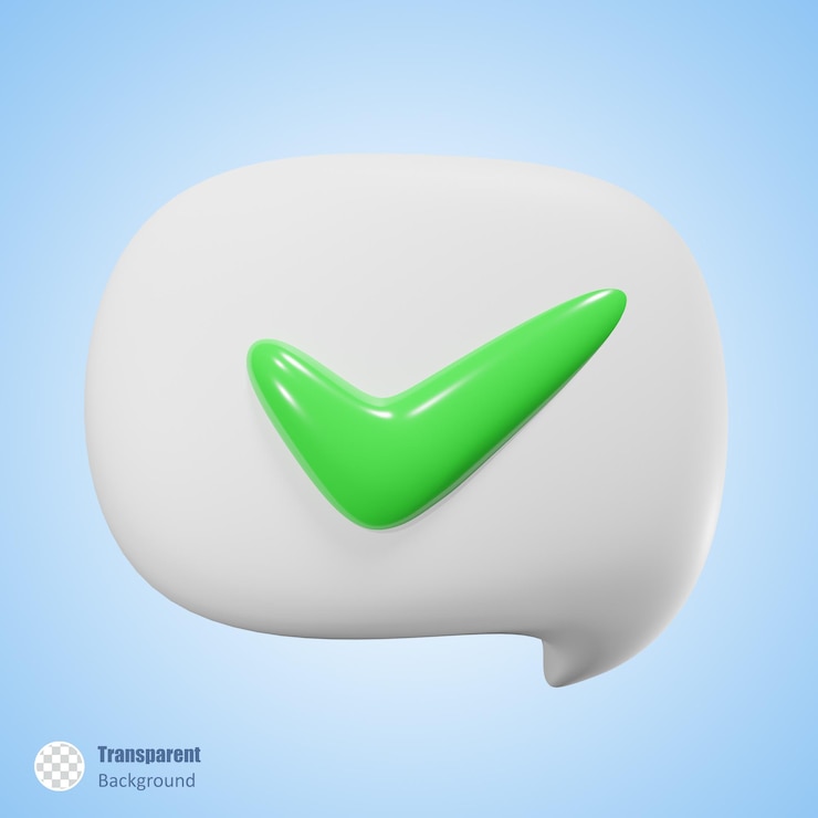 PSD marca de verificación en el cuadro de chat en el diseño de renderizado 3d
