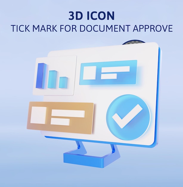 marca de verificación para el documento aprobar ilustración de representación 3d