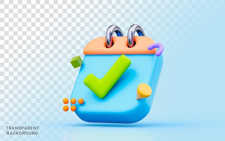 PSD marca de verificación con la ilustración 3d del bloc de notas confirmar el papeleo aprobar el documento del acuerdo seleccionado