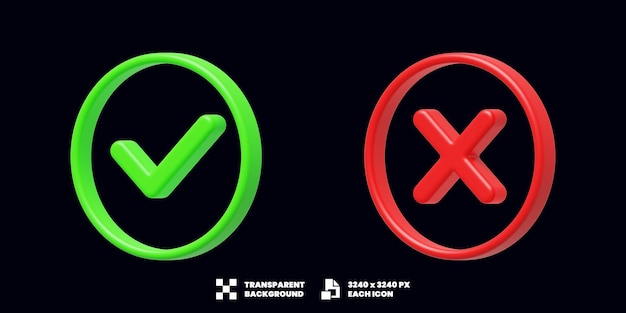 Marca de verificación y marca cruzada 3D