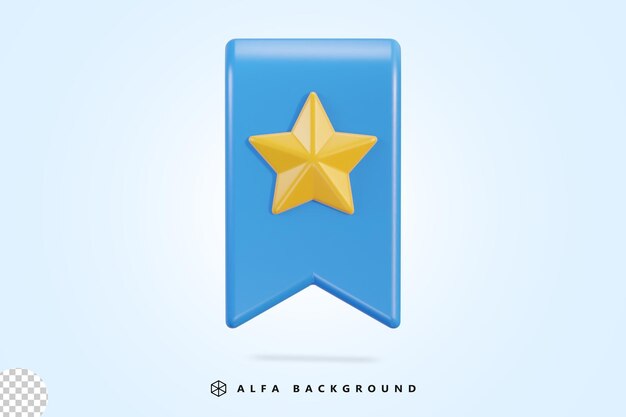 marcador 3d vectorial o insignia de juego insignia azul con estrella amarilla en ilustración vectorial 3d render