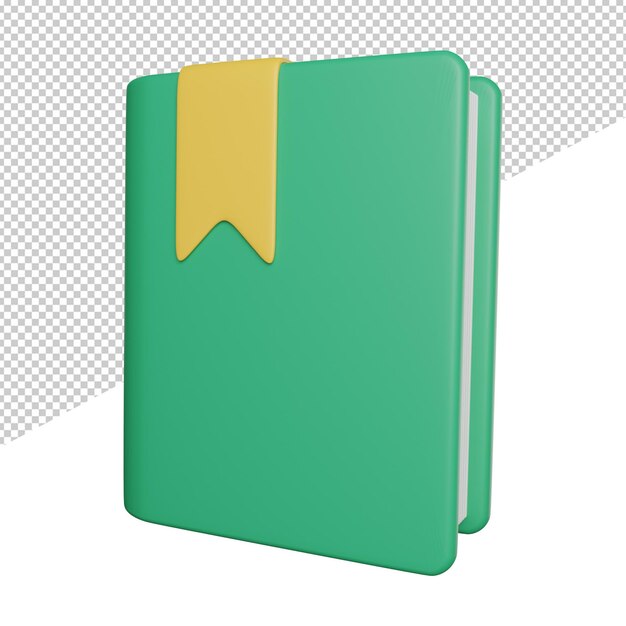 Marcador Libro Leer vista lateral 3d renderizado icono ilustración sobre fondo transparente