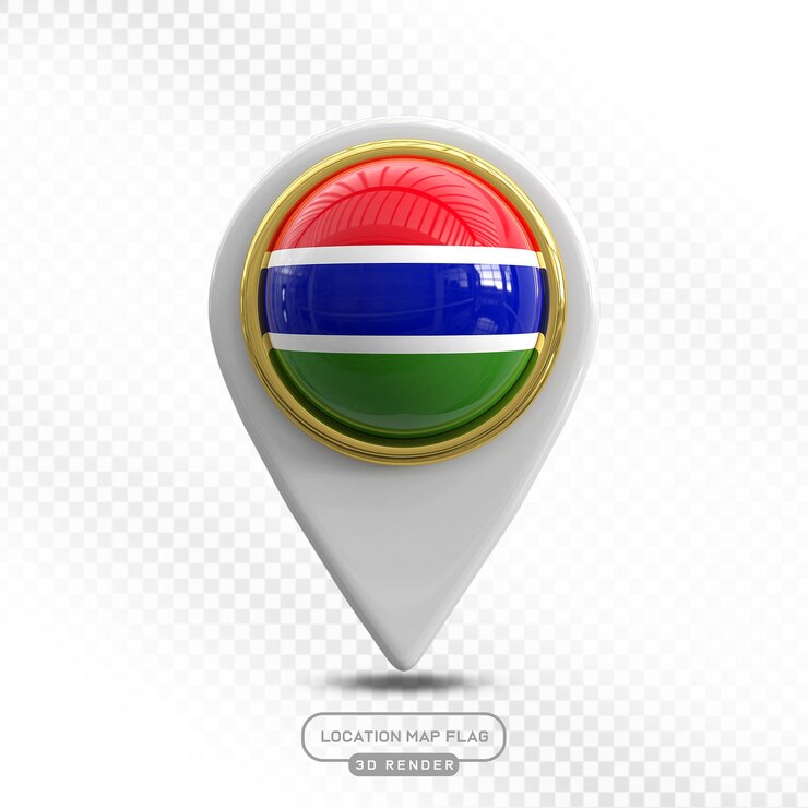 PSD marcador de mapa 3d de la bandera de gambia
