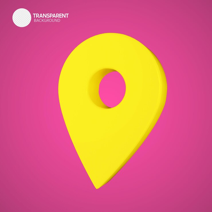 PSD un marcador de mapa amarillo con un agujero en el medio.