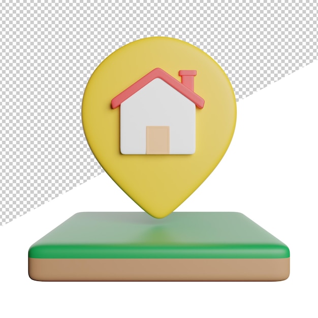 Marcador de pin de ubicación Un mapa amarillo y verde con una casa en él