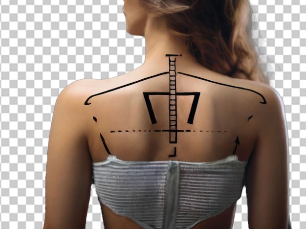 PSD marcas fotográficas são foto gratuita de uma mulher posando enquanto usa um shaperon corporal peito feminino antes da cirurgia plástica mamoplastia