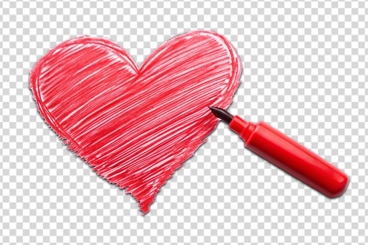 PSD marcatore di cuore disegnato a mano png