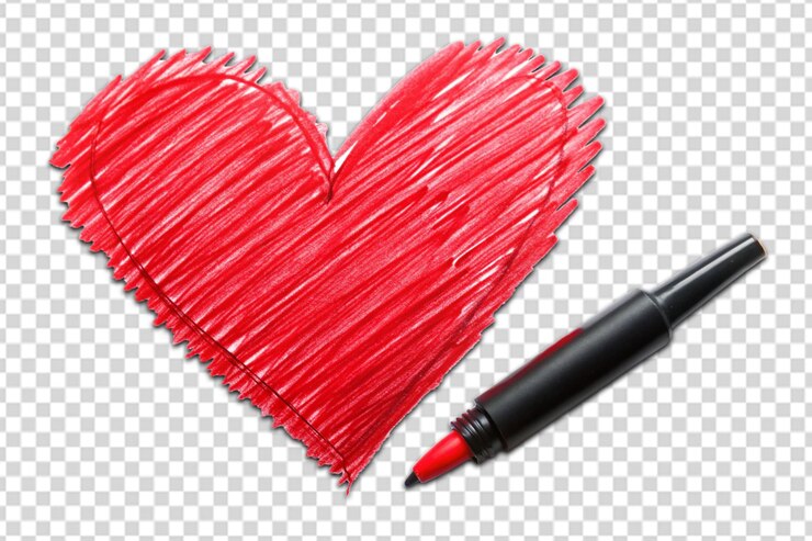 PSD marcatore di cuore disegnato a mano png