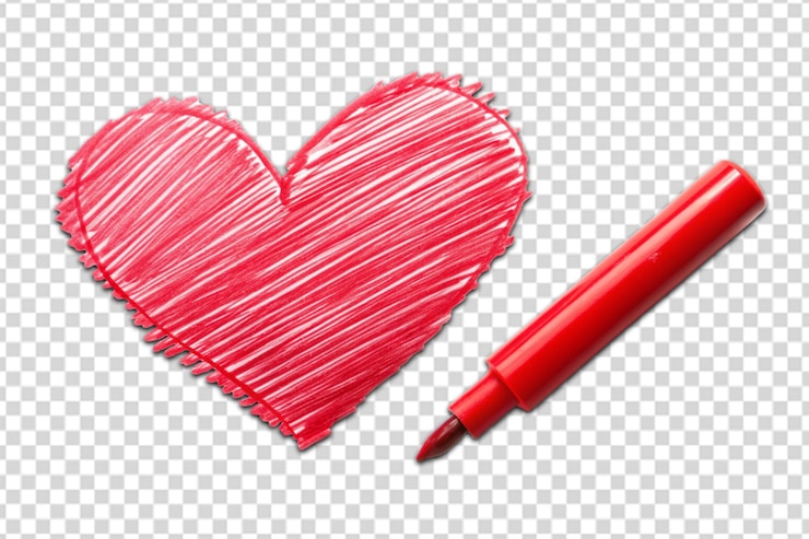 PSD marcatore di cuore disegnato a mano png