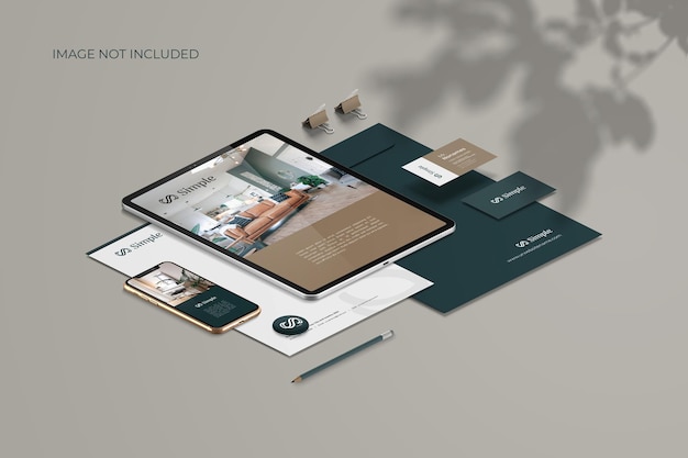 Marchio di cancelleria isometrica - Mockup Scene Creator