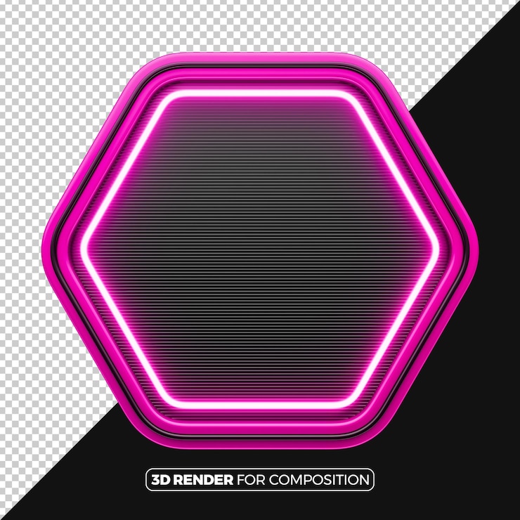 PSD marco 3d con neón rosa para la composición