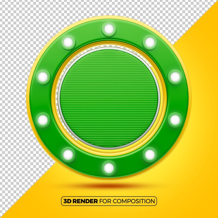 PSD marco 3d redondo verde con luces