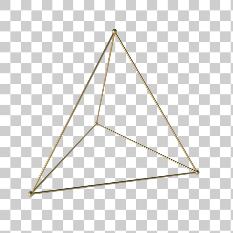 PSD el marco de alambre del tetraedro dorado