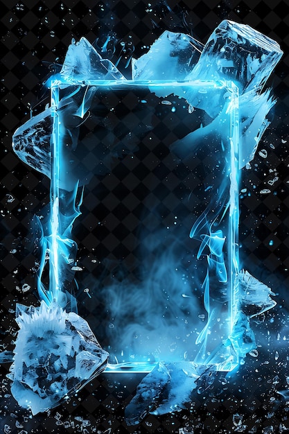 PSD marco arcano de cristal de hielo congelado con fragmentos de hielo que forman el marco de color neón colección de arte y2k