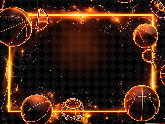 PSD un marco de balones de baloncesto con líneas naranjas y amarillas