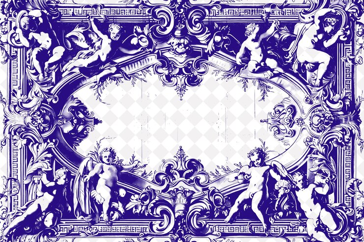PSD marco barroco frontera con textura ornamentada y elaborada featu diseños abstractos creativos png