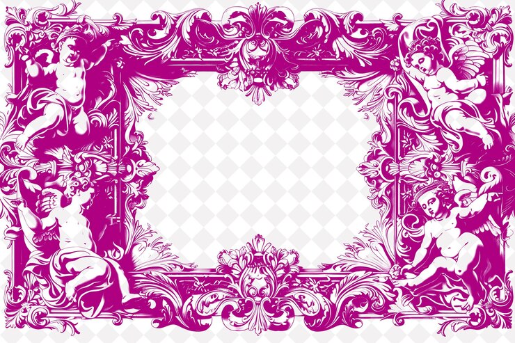 PSD marco barroco frontera con textura ornamentada y elaborada featu diseños abstractos creativos png