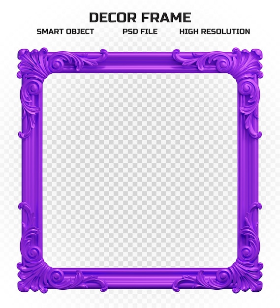 PSD marco de borde púrpura brillante realista en alta resolución para decoración de imágenes