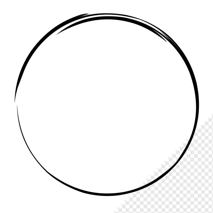 PSD marco de broche elemento de diseño del círculo de forma básica transparente marco de círculo de broche trazo negro