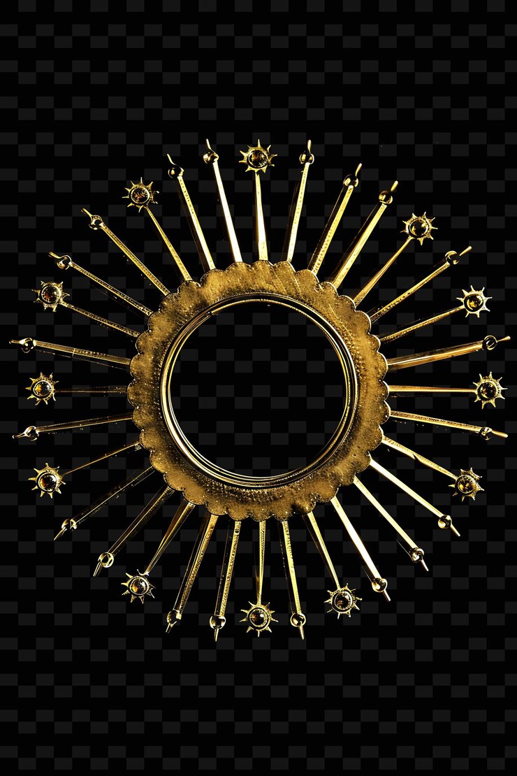 PSD marco de bronce moderno de mediados de siglo con diseño starburst mejora el diseño de fondo de lujo de png