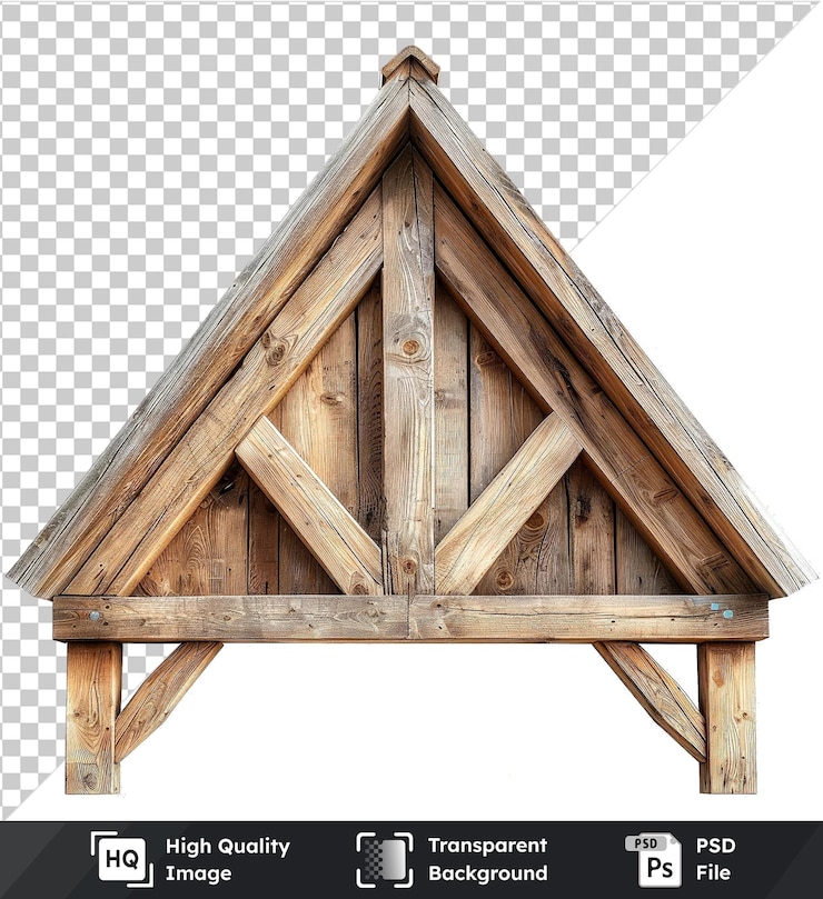 PSD marco de casa de madera aislado sobre un fondo transparente