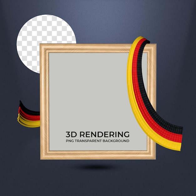 Marco y cinta realistas con los colores de la bandera de alemania representación 3d fondo transparente