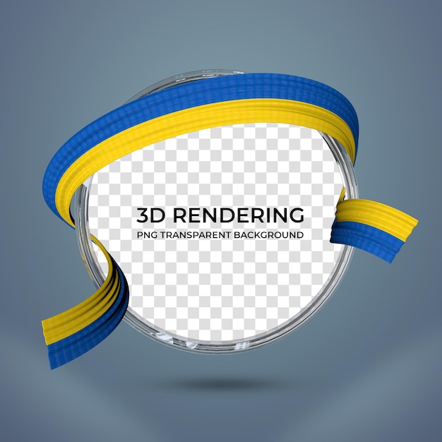 PSD marco y cinta realistas con los colores de la bandera de ucrania representación 3d fondo transparente
