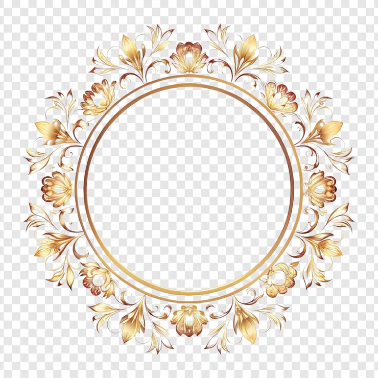 PSD marco circular floral adornado de oro y marrón