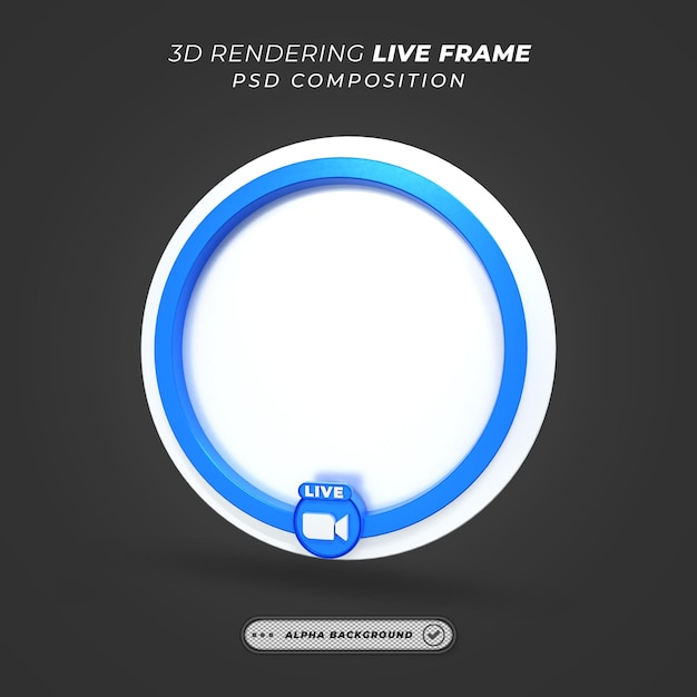 PSD marco circular de perfil 3d para transmisión en vivo en redes sociales