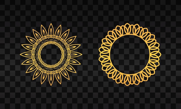 PSD marco de círculo dorado de lujo sobre un fondo transparente