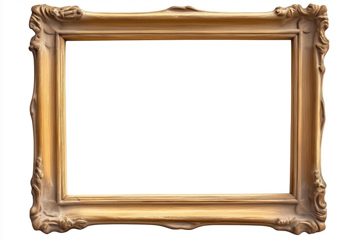 Marco de color dorado con fondo gris claro curvo en la parte superior e inferior Marco rectangular ligeramente