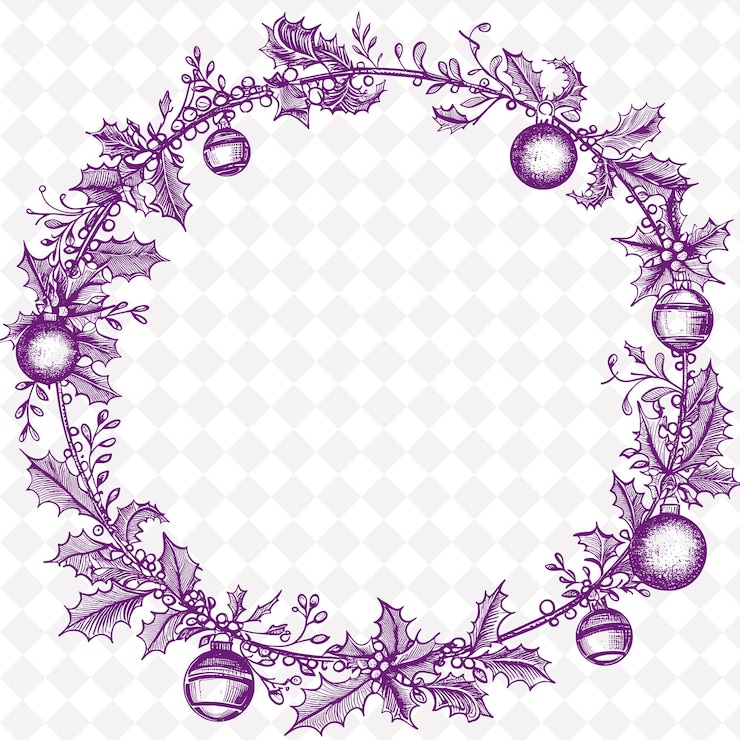 PSD marco de corona de navidad con cuerda de acebo y adornos leavi png diseño de fondo creativo