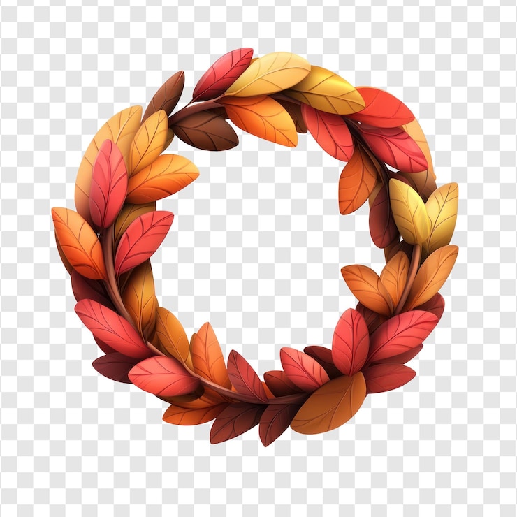 PSD marco de corona de otoño icono 3d de dibujos animados minimalista aislado en fondo transparente