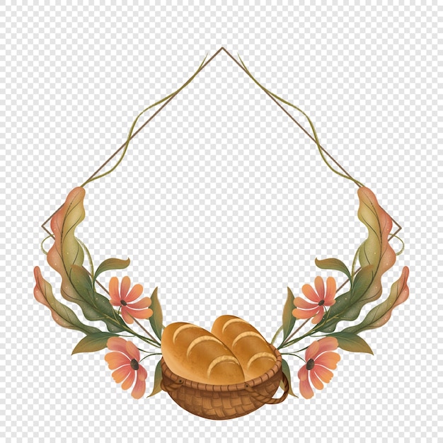 Marco de corona de otoño otoño con elementos de follaje otoñal PNG Clipart