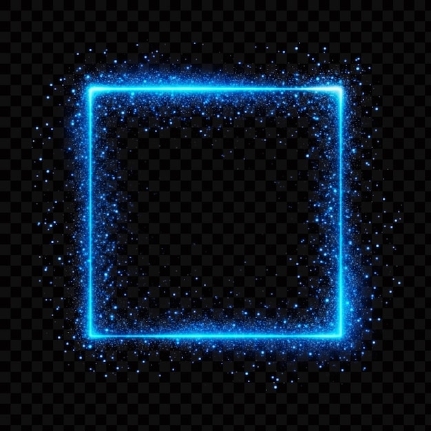 Marco cuadrado azul brillante sobre un fondo transparente