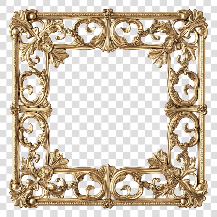 PSD marco decorativo dorado adornado de png