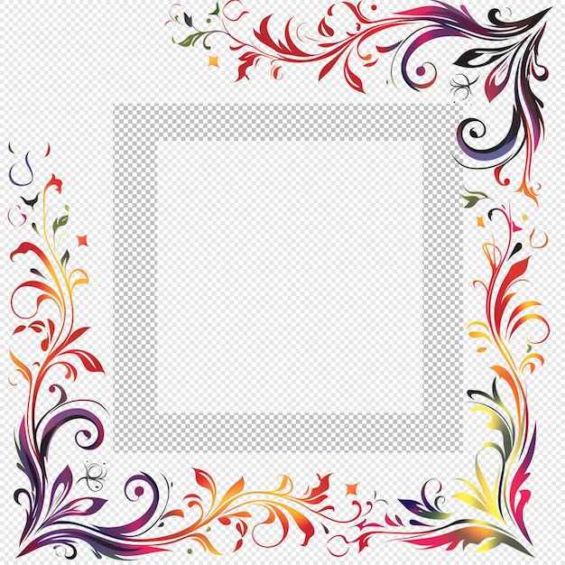 PSD marco de diseño de patrón floral fondo transparente