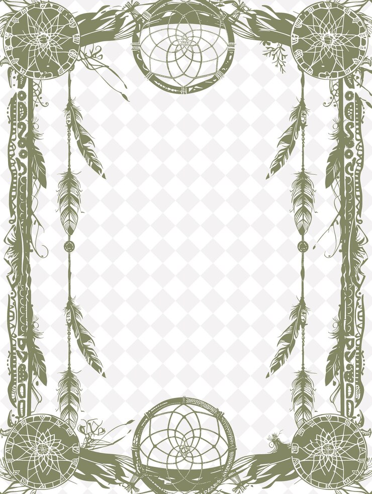 PSD marco de estilo nativo americano adornado con perlas y diseño de fondo creativo drea png