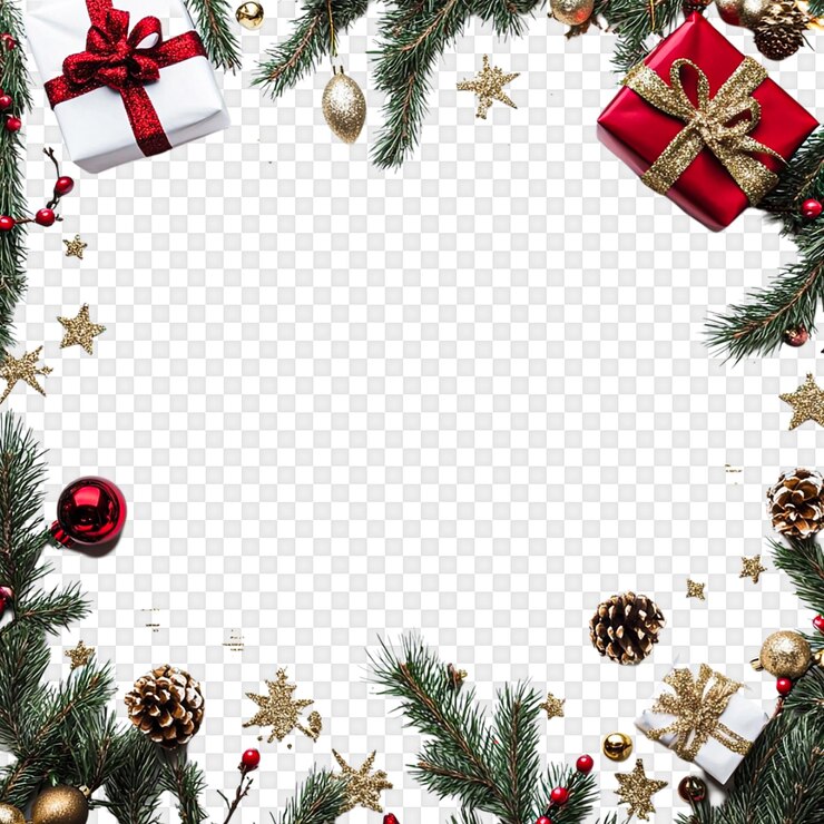 PSD marco festivo de navidad aislado sobre un fondo transparente