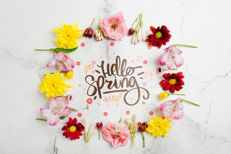 PSD marco floral creativo hola primavera