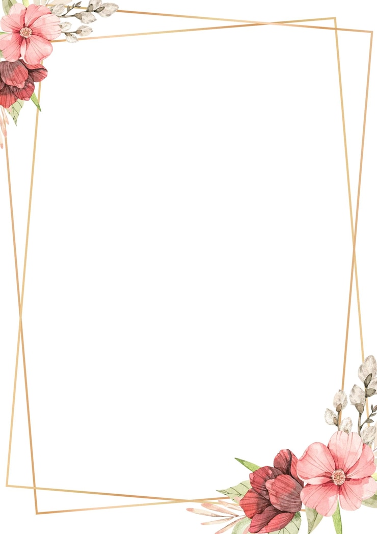 PSD marco floral con rosas acuareladas