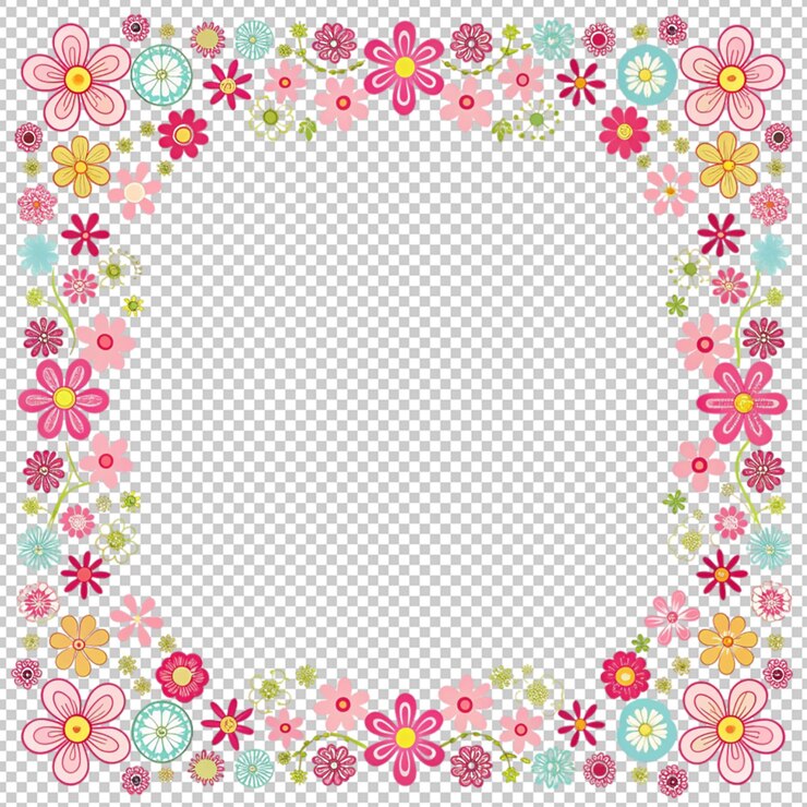 PSD marco floral sobre un fondo transparente